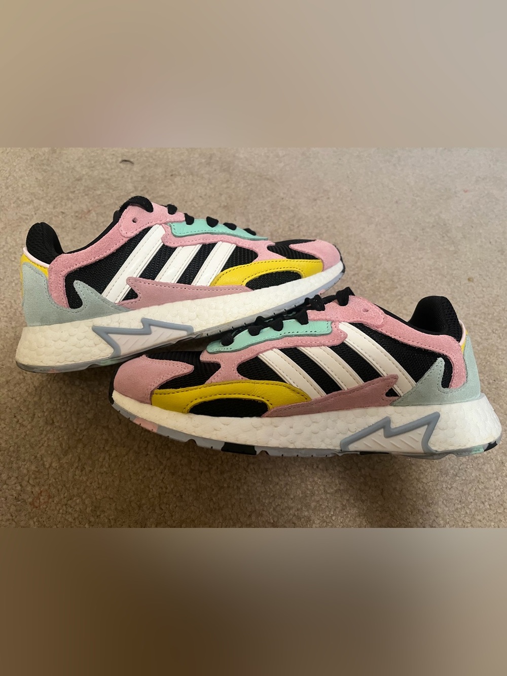 Adidas ZX 2K Boost Sneakers Women’s Size 7 Pink Mint Yellow Multicolor EF7643 - Picture 3 of 6
